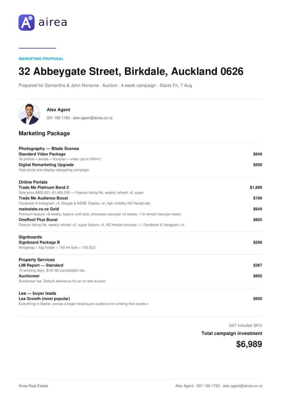 Airea marketing proposal document
